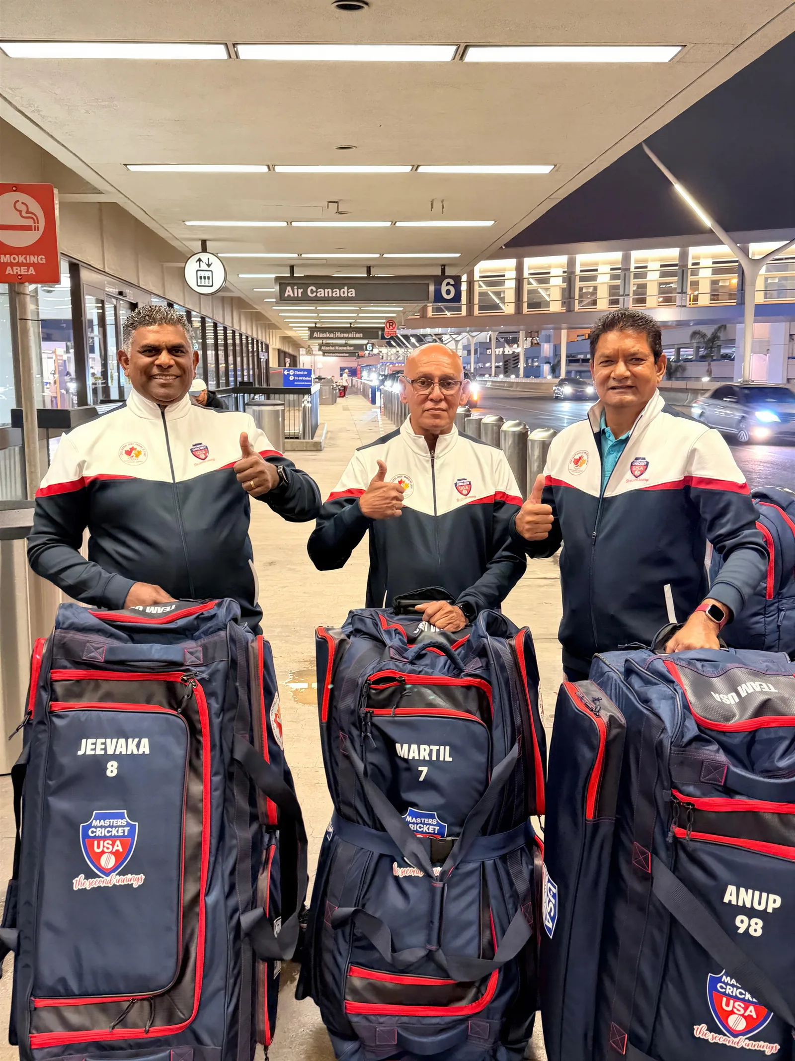 Cricket team travelling in coordinated IRA cricket jackets