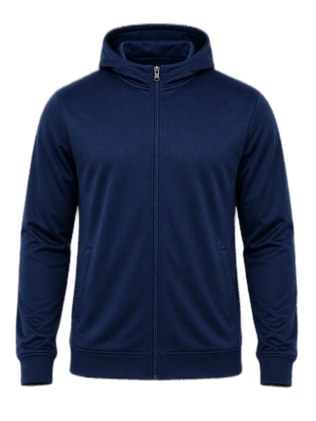 Navy Full Zipper Hoodie, front view